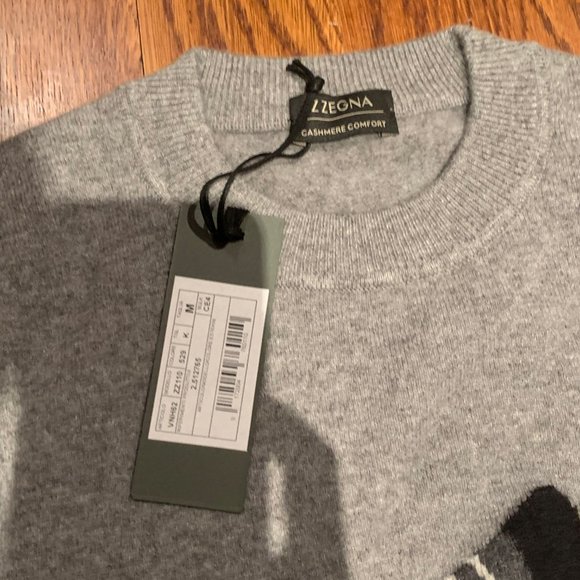 Ermenegildo Zegna Men's Grey Cashmere Sweater - Picture 2 of 5